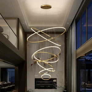 Modern Decoration Circle Pendant Light Hotel Lobby Villa Large Ring Chandelier for Living Room Staircase