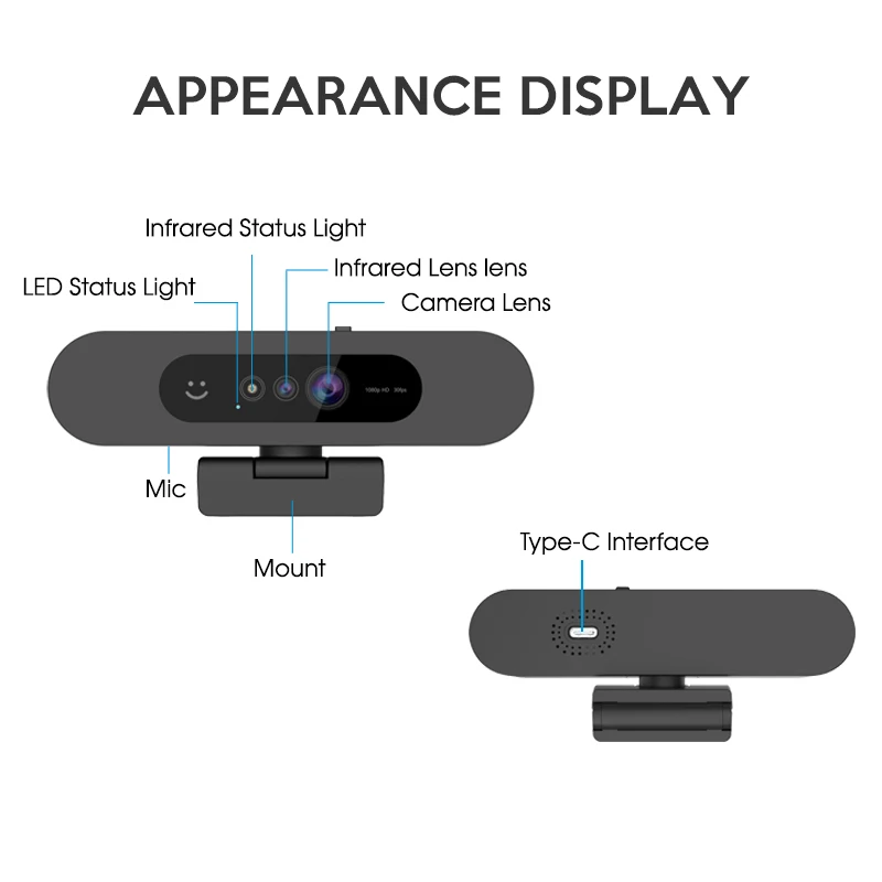 1080P USB Webcam with Facial Recognition for Windows Hello
