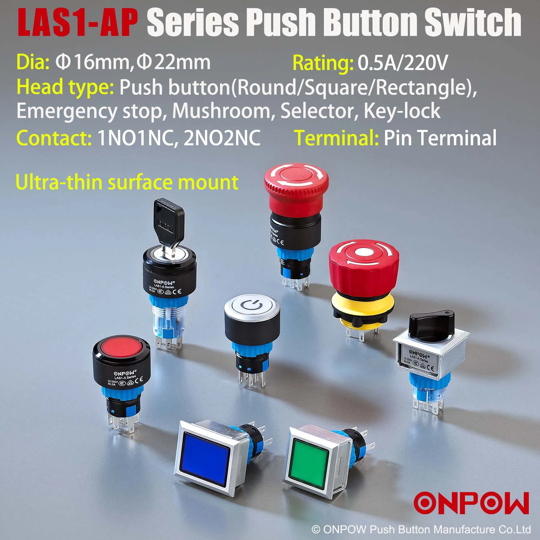 Industrial Push Button Switch Factory High Quality Plastic Push Button Switch 19mm 22mm 25mm 30mm Push Button