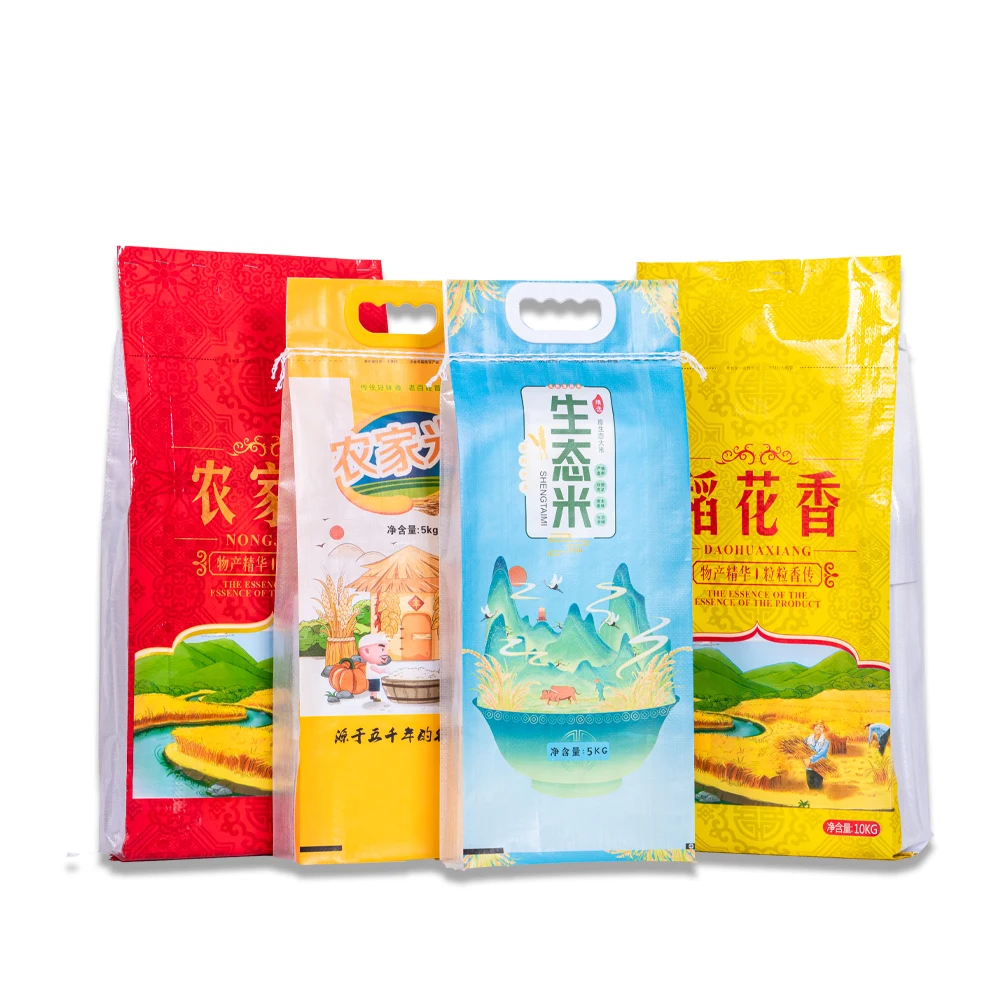 New Design Cheap Price Plastic Woven 10kg 25kg Laminated Custom Rice Packing Bag with Plastic Handle