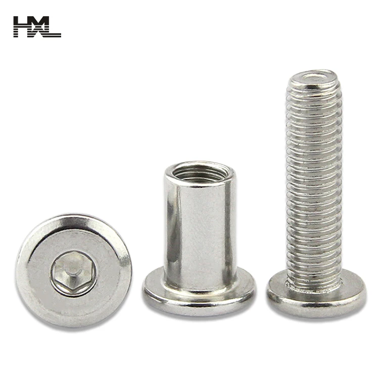 M6 304 Stainless Steel Allen Flat Hex Nut Bolt Set Round Head Sleeve Furniture | Australia