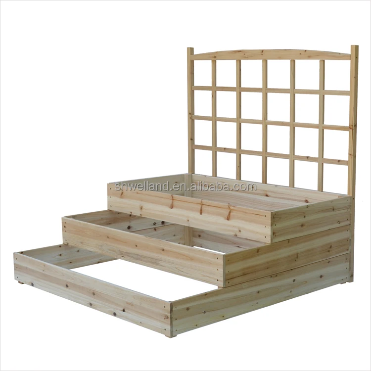 4ftx4ft Wooden Raised Garden Bed Cedar Wood Natural With Climbing