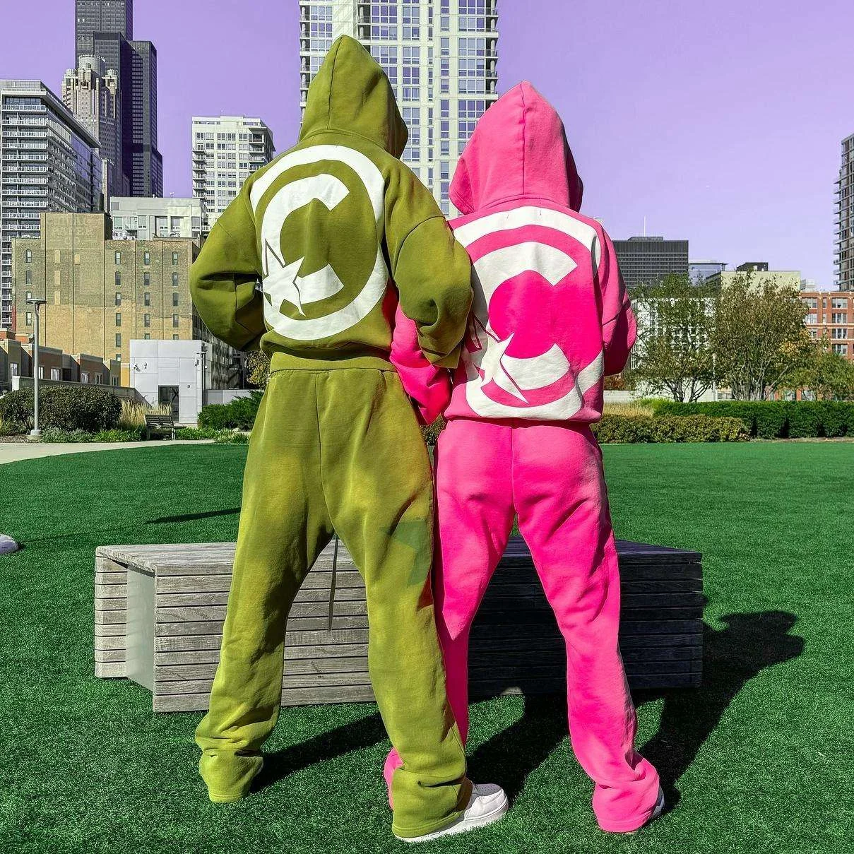 Y2K Streetwear Distressed Embroidery Applique Sweatsuit Thick French Terry Acid Wash Tracksuit Baggy Sweatpants and Hoodie Set gallery 3