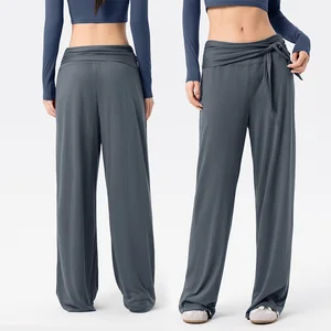 Roregal New Outdoor Modal Fitness Wide Leg Pants Women's Loose Casual Detachable Waist Belt Yoga Sport Pants