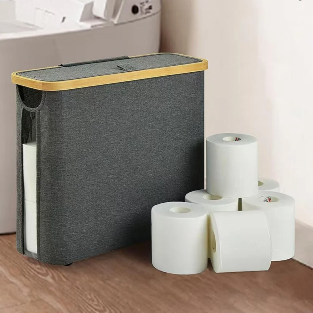 Oversized Toilet Paper Storage with Lid Toilet Paper Roll Storage Basket Fabric Paper Towel Tube Storage Basket