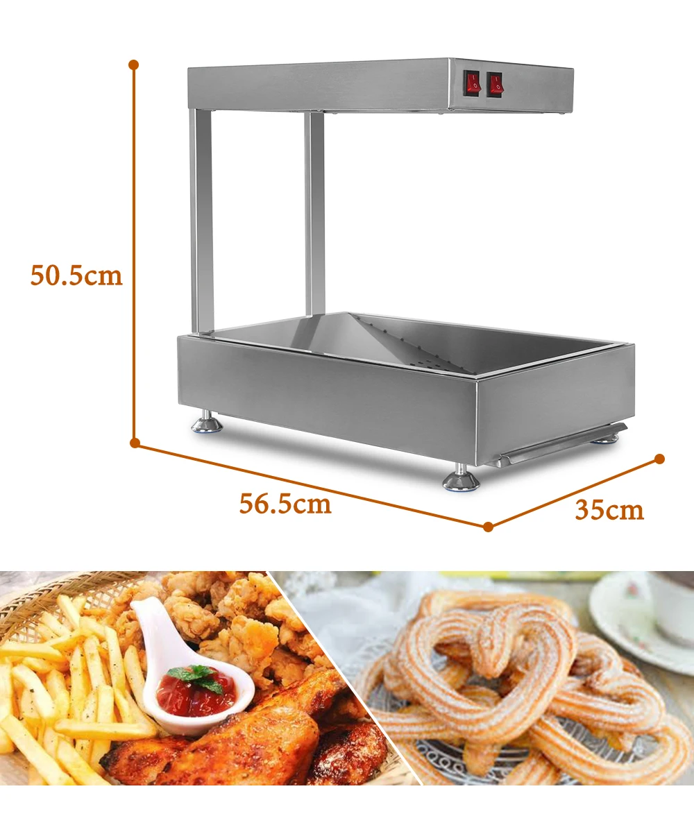 GZKITCHEN Commercial Churros Warmer Showcase Potato Chips Fried Chicken Electric Food Display Cabinet Warming Showcase 220V - Image 6