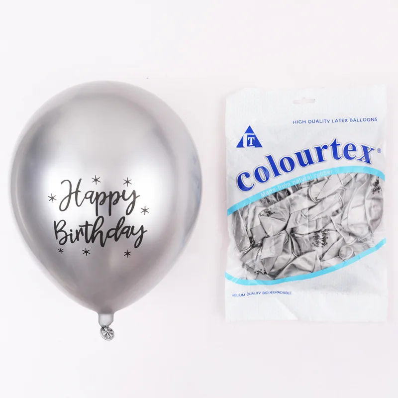 Chrome Balloons Multicolor Happy Birthday Metallic Balloons 12 Inch Latex Metallic Balloon for Women Kids Baby Shower Party