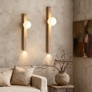 JACKSUN Japanese Wabi-Sabi Style Yellow Cave Stone Long Strip Wall Lamp Retro Corridor Feature Wall Light Bedside Lamp