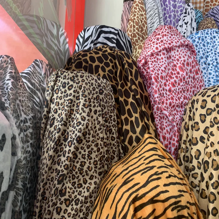 Leopard tiger Pattern Fabric Crystal Soft Short Plush Printed Polyester Flannelette Fabric for Doll Accessories