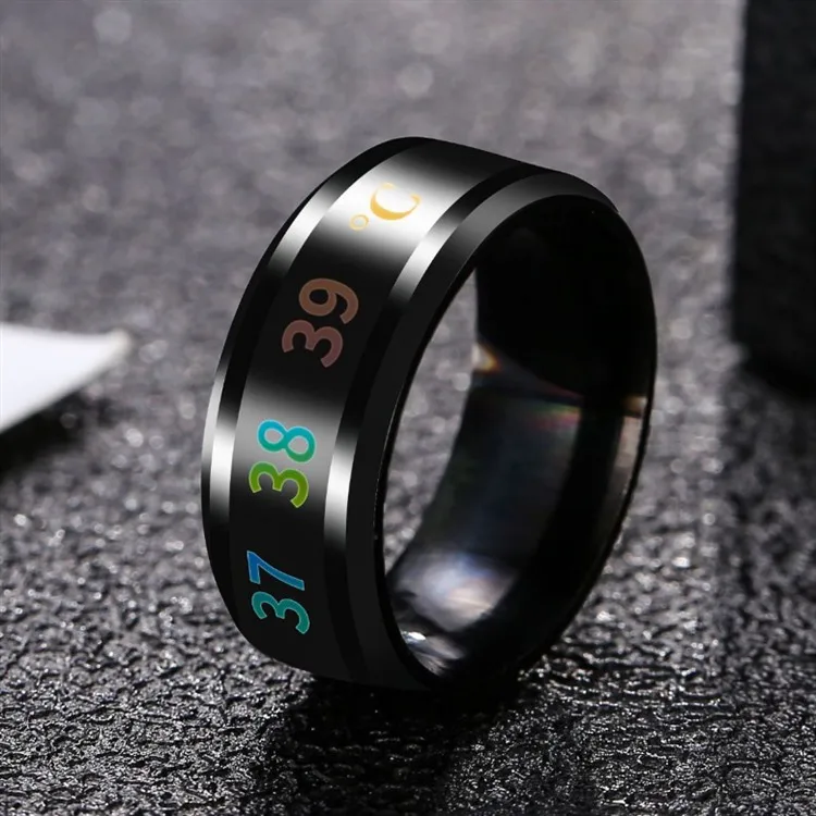 Technology Jewelry  Temperature Measuring Smart Ring Titanium Steel  Intelligent Sensor  Body Temperature Smart Ring