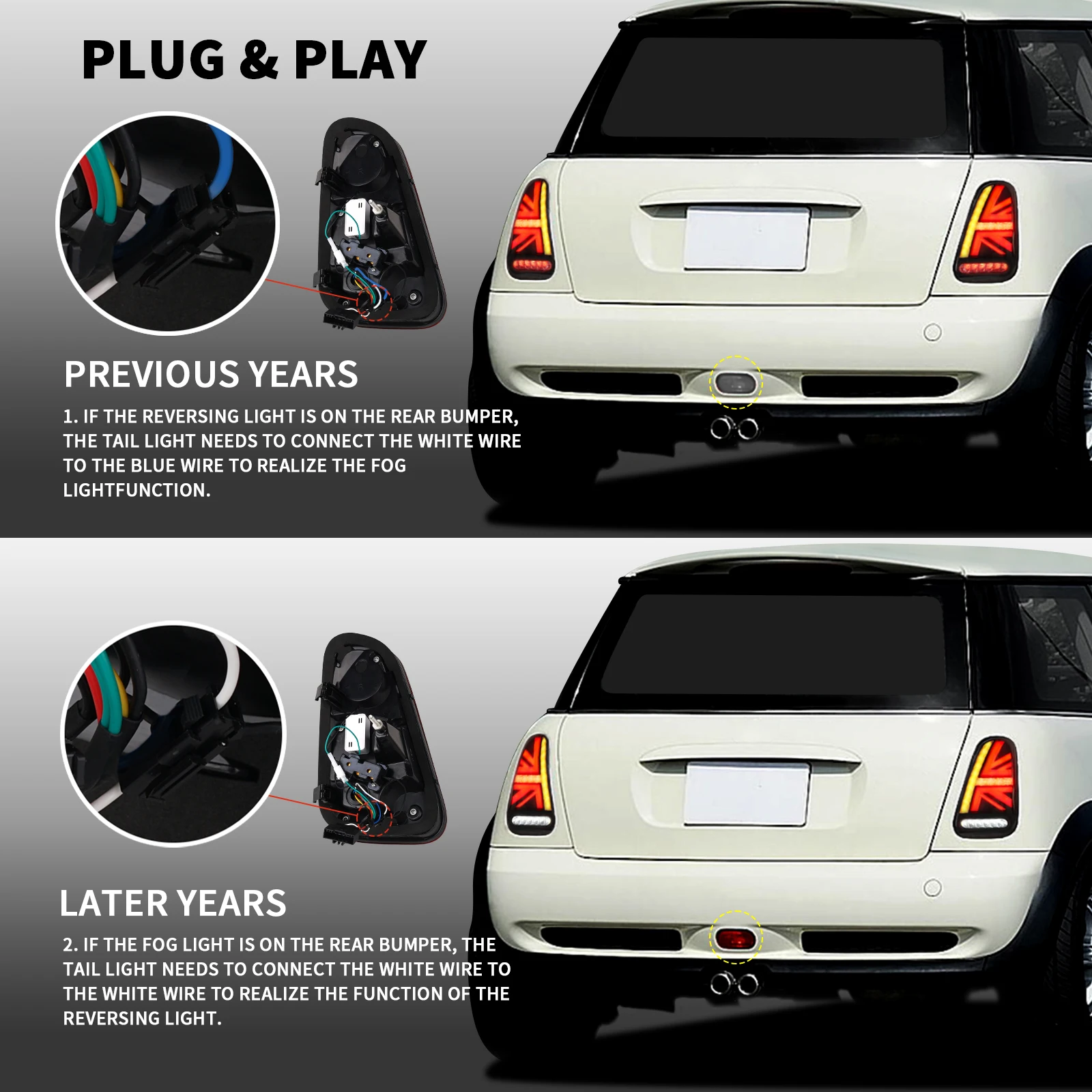 MINI Cooper R53 LEDテールランプ Amazon.com: VLAND LED Tail Lights Compatible For [ 2001-2006