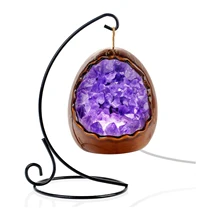 Amethyst Healing Crystals Night Light Dinosaur Egg Purple Crystal Lamps for Meditation Yoga Lights Christmas Balls Gift for Kids