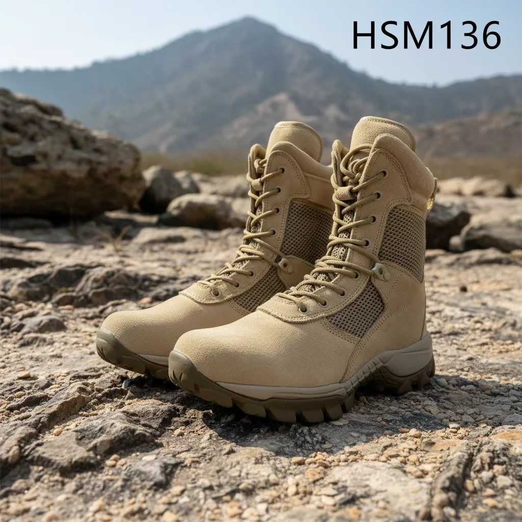 LXG,rugged Mountain Terrain Precision-Crafted Men Tactical Boots Anti-shatter Outsole Combat Desert Boots for Drill HSM136
