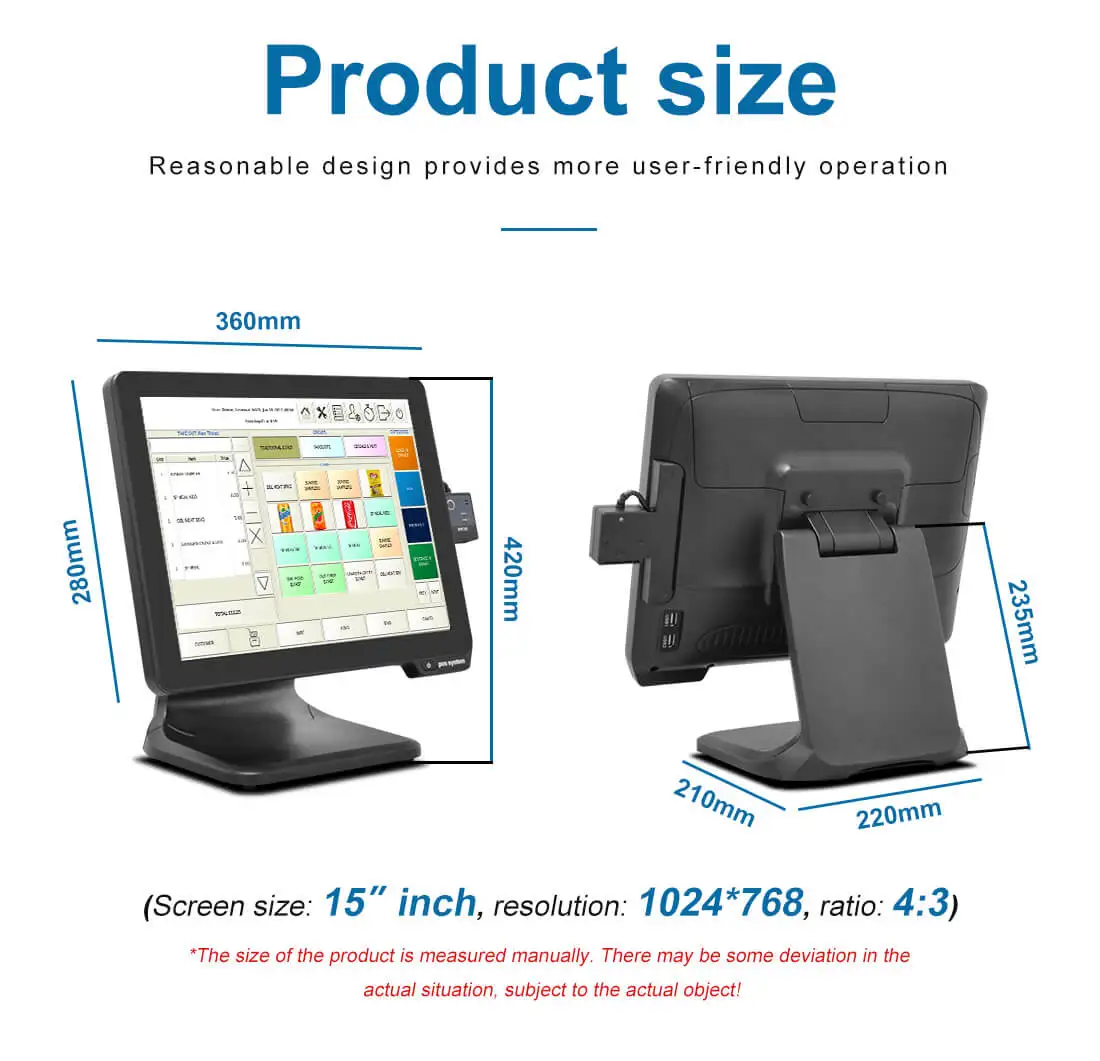 3years Warranty 15Inch Capacitive Touch All in One Epos System Pos Systems for Restaurant
