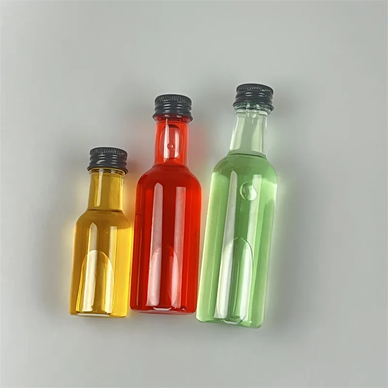 25ml 50ml 60ml Plastic Small Liquor Bottles for Ginger Shots Vodka Whiskey Empty Pet Bottle Plastic Wine 120ml 150ml 175ml 250ml