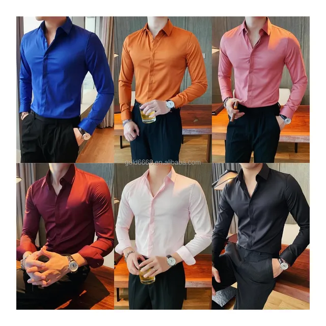Men's casual cotton long sleeved business shirt formal office wear men's plaid shirt latest style man shirt