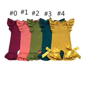 Hot Sale Newborn Infant Baby Kids Girls Knitted Cotton Flutter Sleeve Onesie Romper