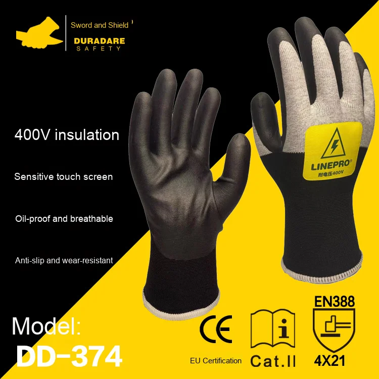 400V wasserdichte isolierte ultra dnne Sicherheits handschuhe fr  Elektriker Verschlei feste Touchscreen-Handschuhe gegen Elektrizitt