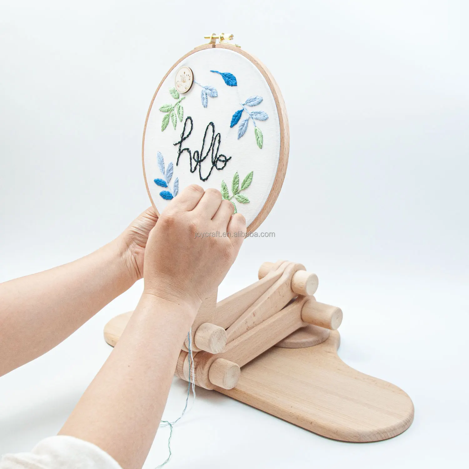 Adjustable Embroidery Hoop Stand Rotated Cross Stitch Stand Universal Beech Wood Embroidery