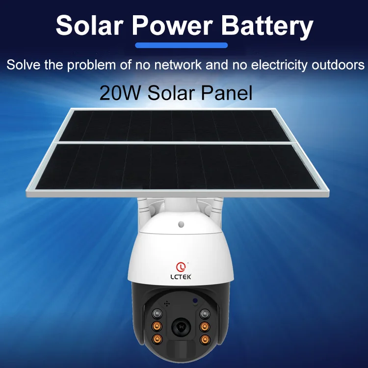 LCLCTEK 24 Hours Continuous Real Time Recording 4G Solar Camera 1080P Battery Solar Powered Full Color Outdoor CCTV Camera
