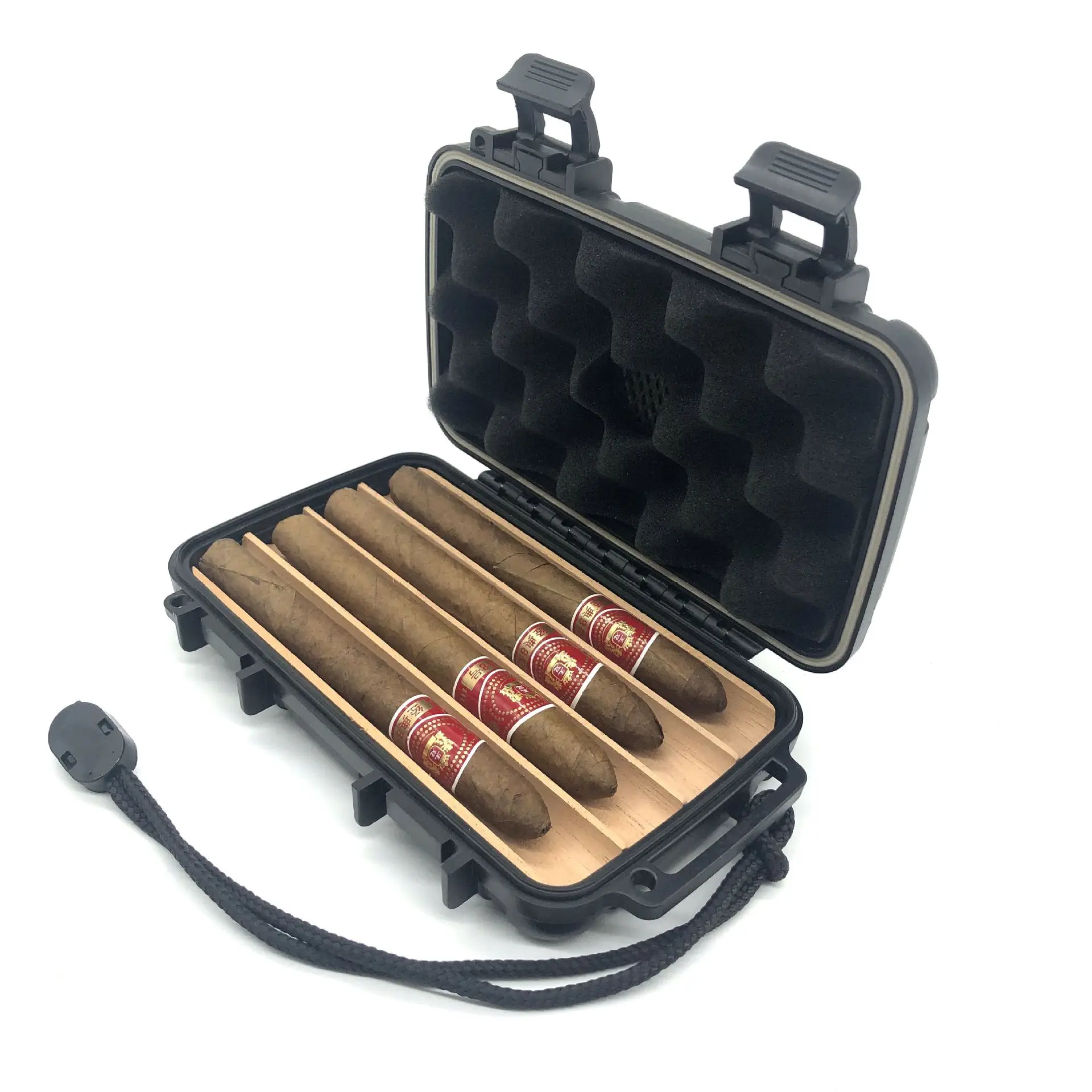 Source Wholesale OEM cigar storage box humidor of plastic material ABS  custom logo waterproof luxury portable cigar travel case on m.