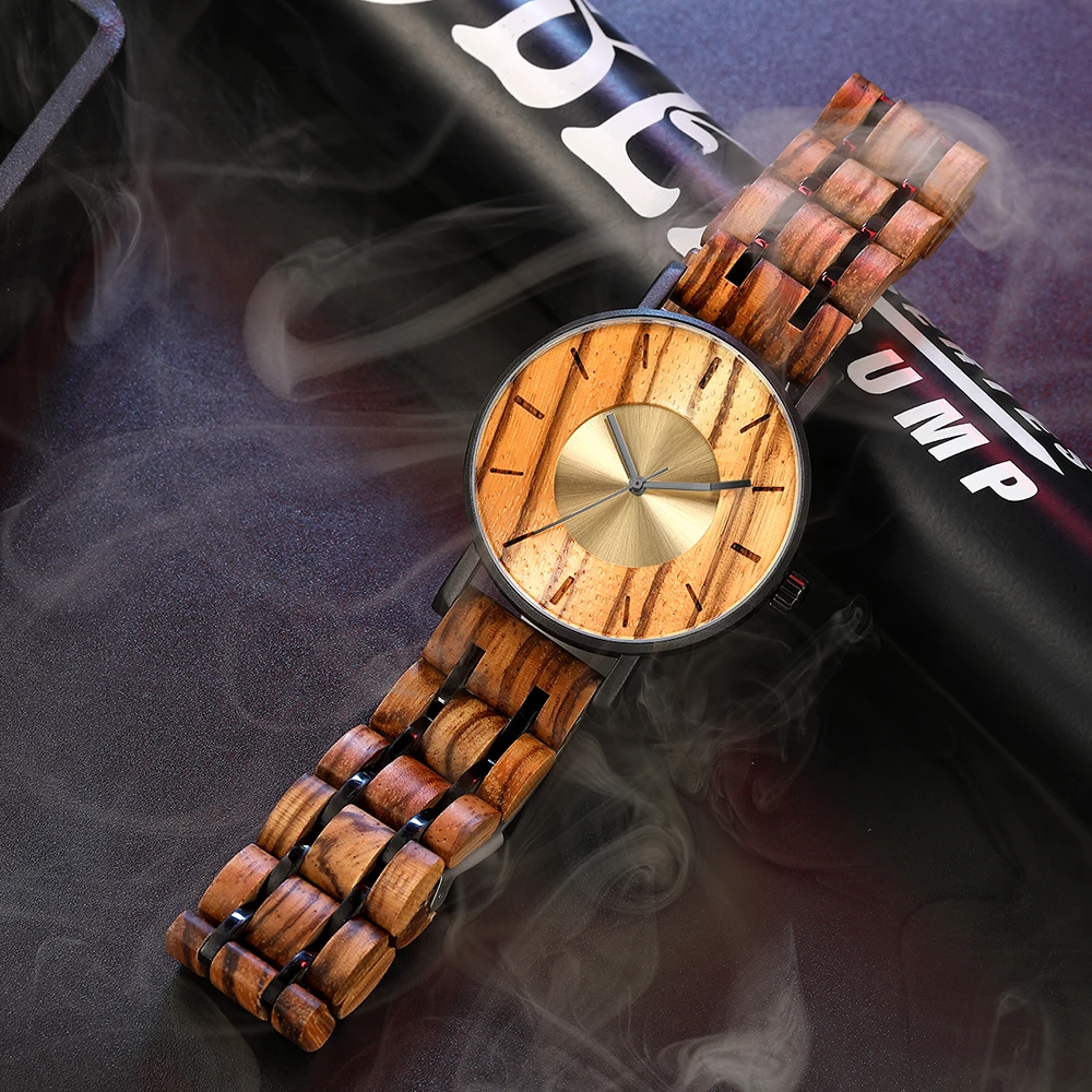 2024 Men's Quartz Watch Waterproof 3Bar Wooden Wristwatches Mens Stainless  Steel Analog Quartz Wrist Watch Wood