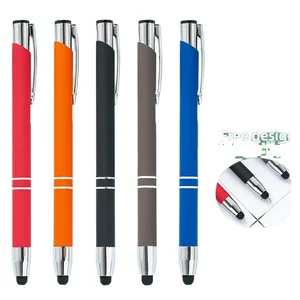 Wholesale Stock Metal Second-Line Spray Glue Press Pen Customizable Logo Aluminum Touch Screen Ballpoint Pen for Gift
