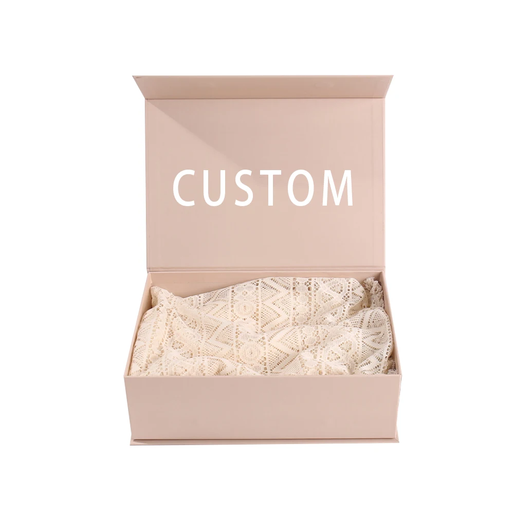 Custom Luxury Magnetic Flip Paper Box Sponge Lining for Gift Packaging Rigid Book Shape Packaging for Shoes Clothing