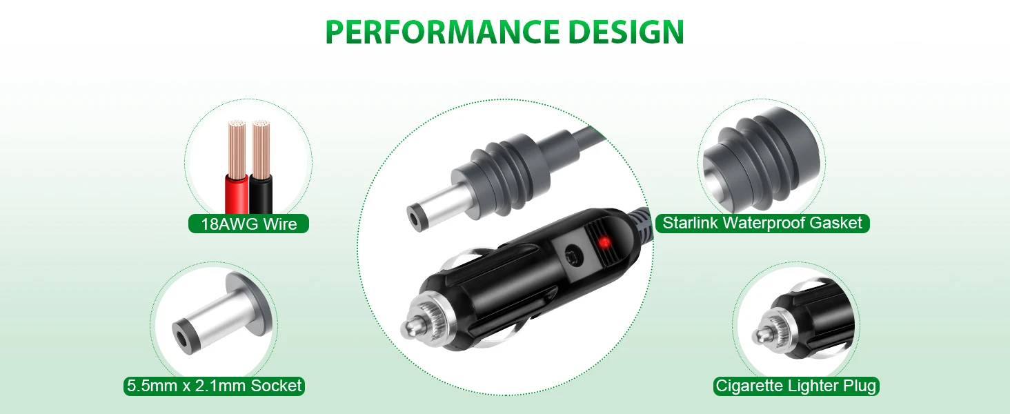 12v Car Cigarette Lighter to DC 5521 Power Cable for Starlink Mini DC 5.5* 2.1mm Charge Cable插图2