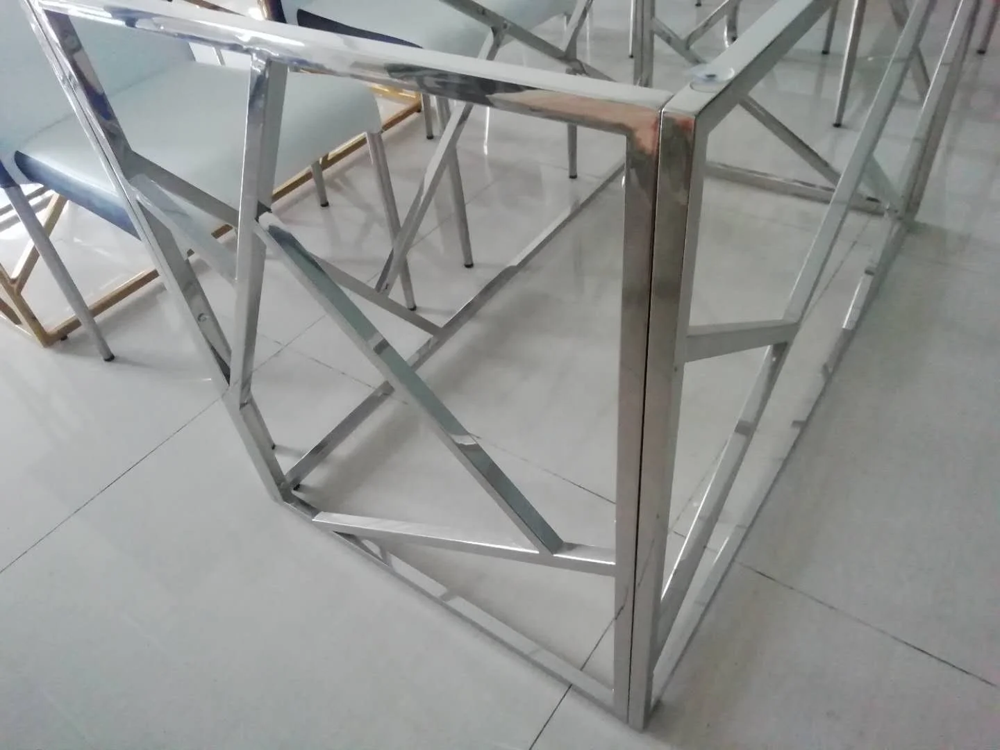 Rectangular Console Table Stainless Steel Legs Tempered Glass Top Marble Hallway Table