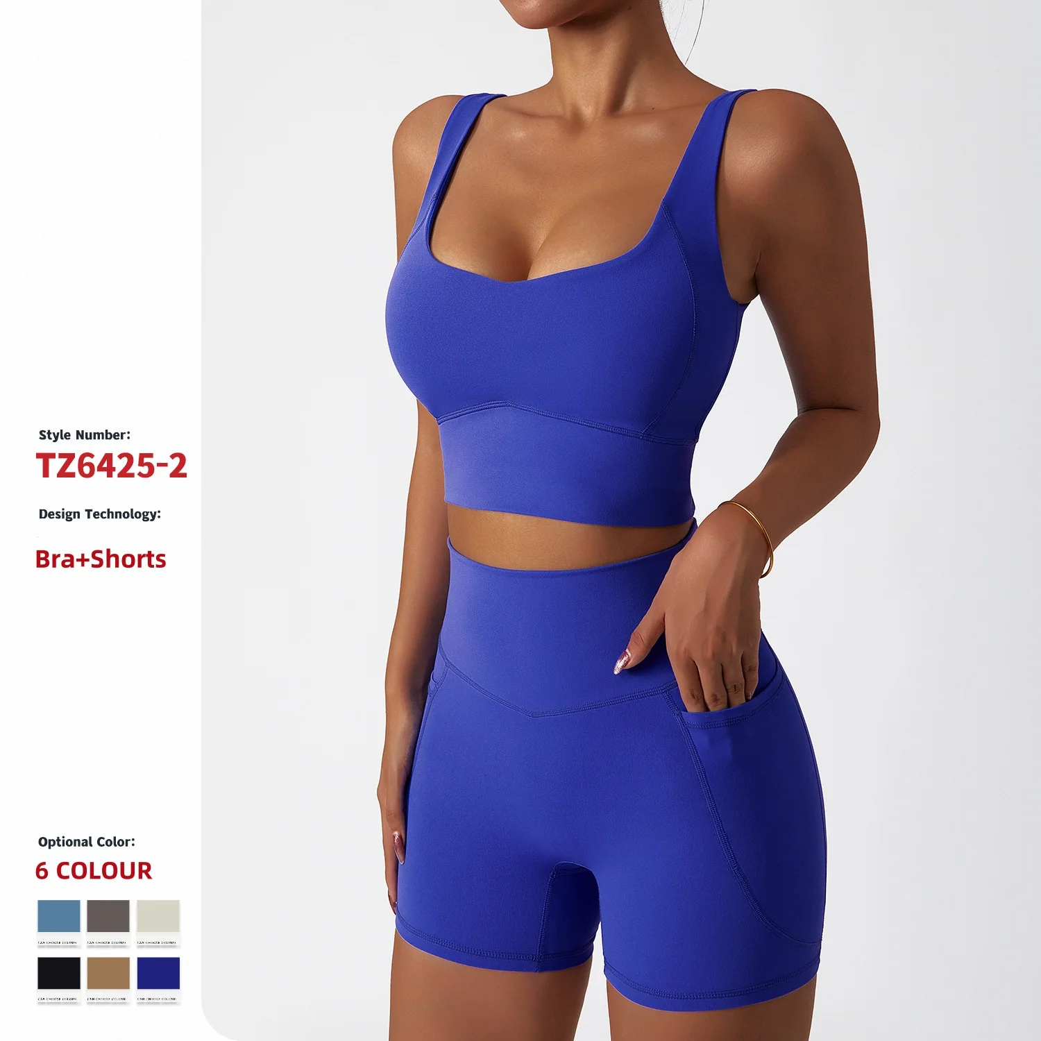 Sexy 2 Pièces Sport Haut de Taille Élevée Ropa Deportiva Mujer Tendencia Compression Vêtements de Sport pour Femmes Leggings de Yoga Shorts de Gym