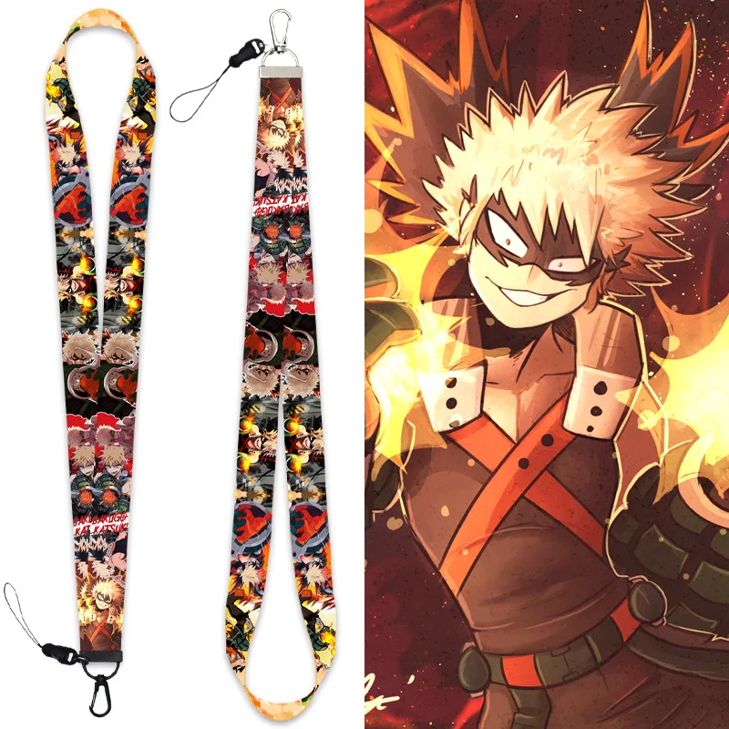 Anime My Hero Academia Lanyard Porte-badge Avec Ruban, Porte-cartes Et Porte-cartes Avec Cordon Pour Porte-clés, Cartes, Expositions (Katsuki Bakugou