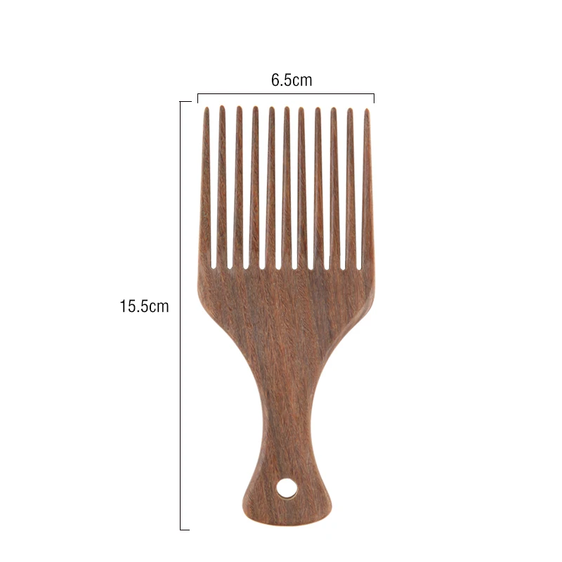 Barber Hairdressing Hair Styling Large Wooden Afro Comb Pick up Salon Afro Fork Oil Head Comb