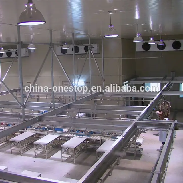 Meat deboning and cutting conveyor belt in meat processing plant