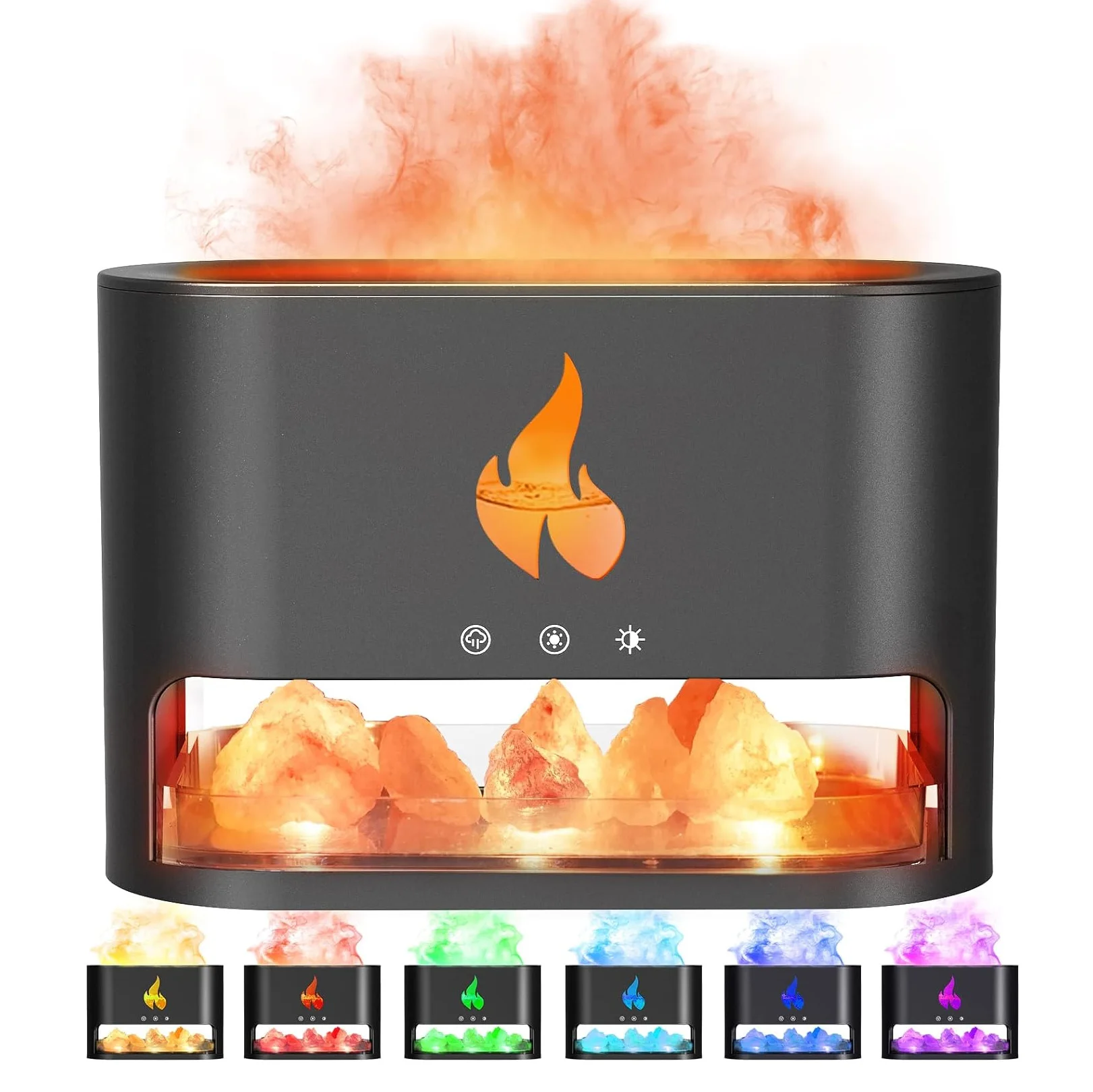 Home 7 Color LED Electric Ultrasonic Aroma Essential Oil Diffuser Flame Air Humidifier With Salt Stone Mist Sprayer 250ml