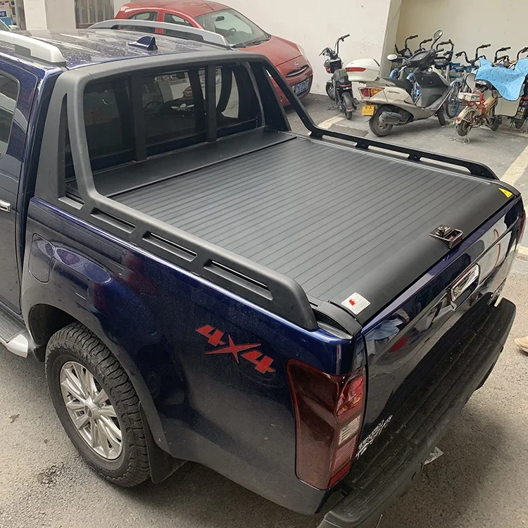 Tonneau Cover Roller Lid Pick up Truck Hard Bed Car Retractable Aluminium Alloy for Isuzu Dmax Black 4X4 Pickup Truck Cars Autos