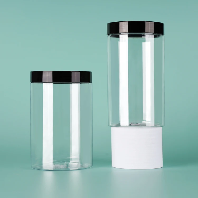 OEM ODM Custom Printing 250ml 300ml Clear Body Butter Containers With Black Plastic Lids Food-Grade Packaging