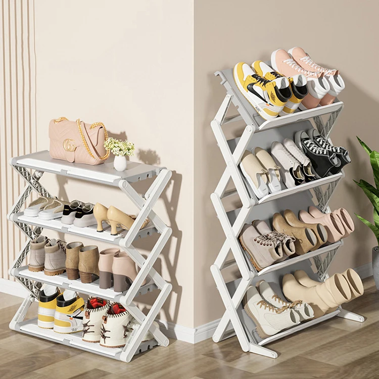 High Quality Slant Type Plastic Foldable Shoe Rack Household Storage Organizer Stand Convenient Shoes Holder