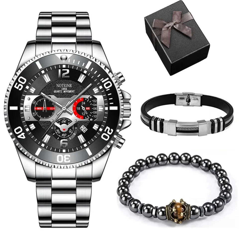 Uomo Orologio Da Polso Data Luxus Orologio Da Uomo IN Acciaio Inox - Foto 9