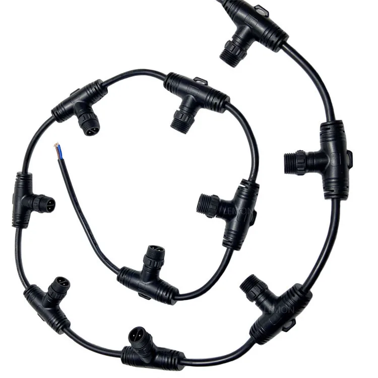 T Type Outdoor Landscape Light Power 2 Pin Male Female Ip67 T Connector Waterproof Cable Connector