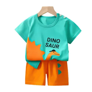 Casual Cartoon Print T-shirt Shorts Boys Clothing Sets for Summer
