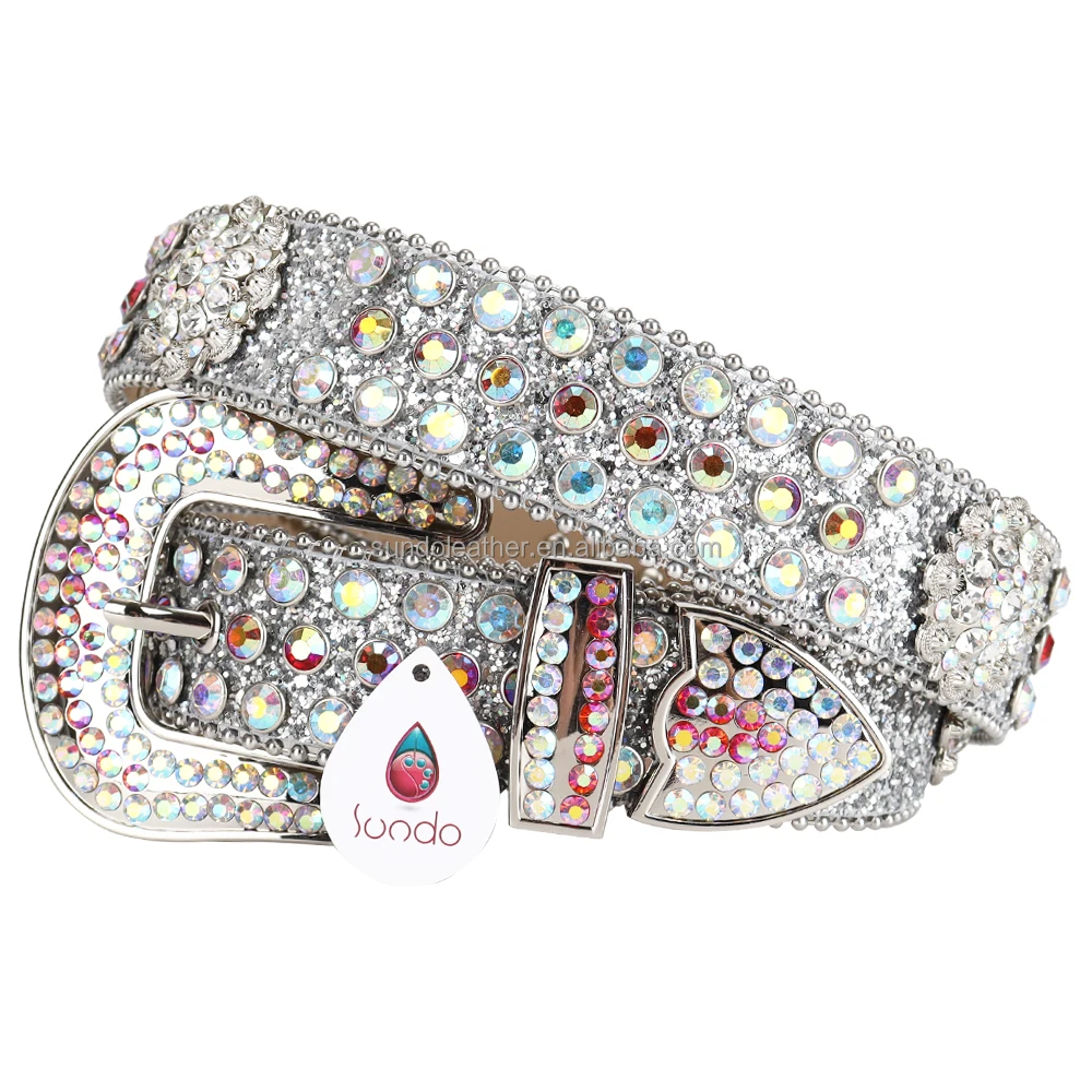 Ремень в стиле унисекс, Роскошный дизайнерский пояс из искусственной кожи, со стразами, в западном стиле, Bb Simon