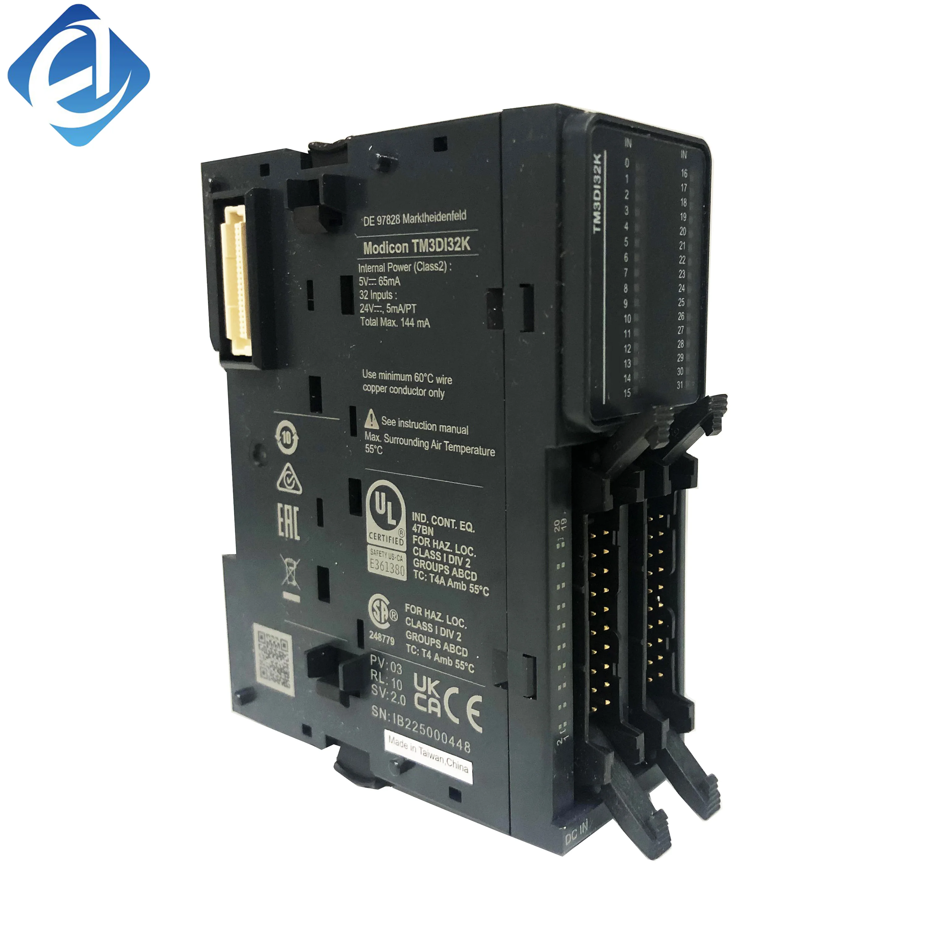 New Original TM3DI32K  is a TM3 series digital input expansion module. It has 32 digital input channels, reliable signal collection and strong anti-interference performance. Compatible with Modicon M2xx series PLC