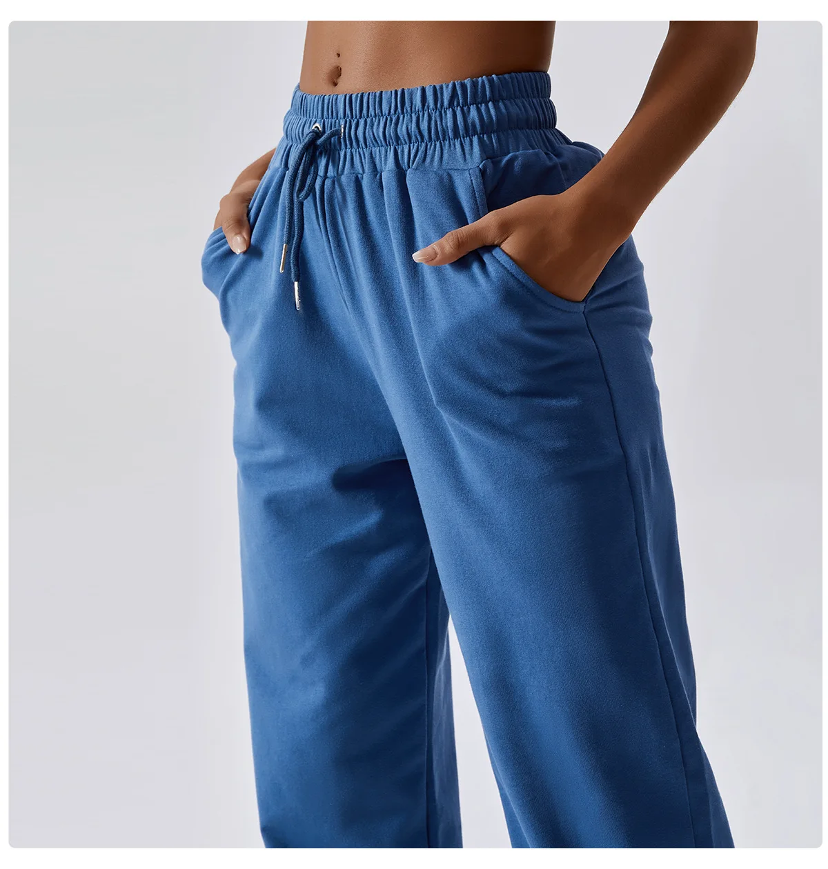 Custom Low MOQ Drawstring Women Long Pants Gym Clothing Cotton Casual Running Sports Jogger With Pockets