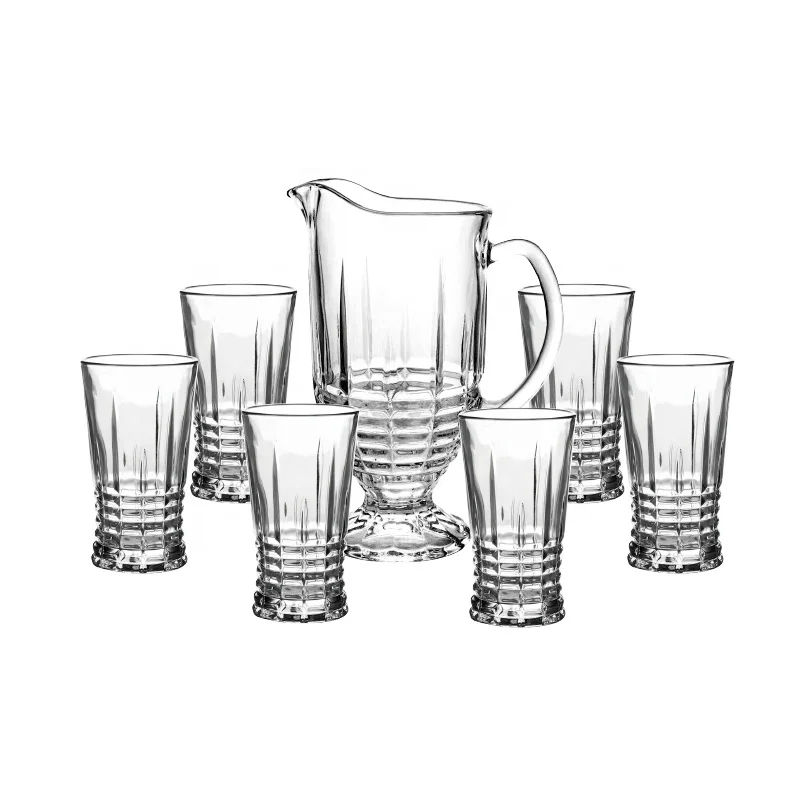 1000ml 300ml 7 Pcs Set Engraved Glass Water Jug Sets for Kitchenware