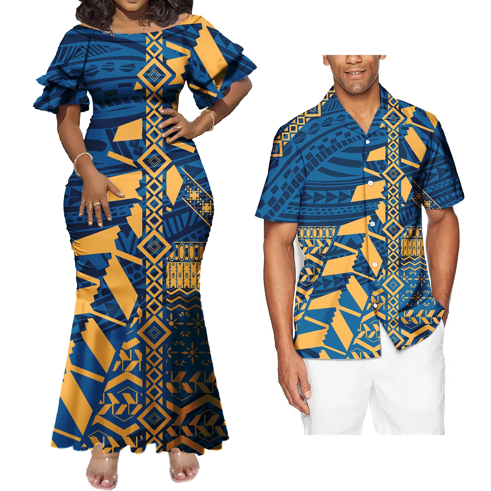 Couples Clothing Two Pieces Sets Polynesian Tribal Clothing Samoan Tapa ...