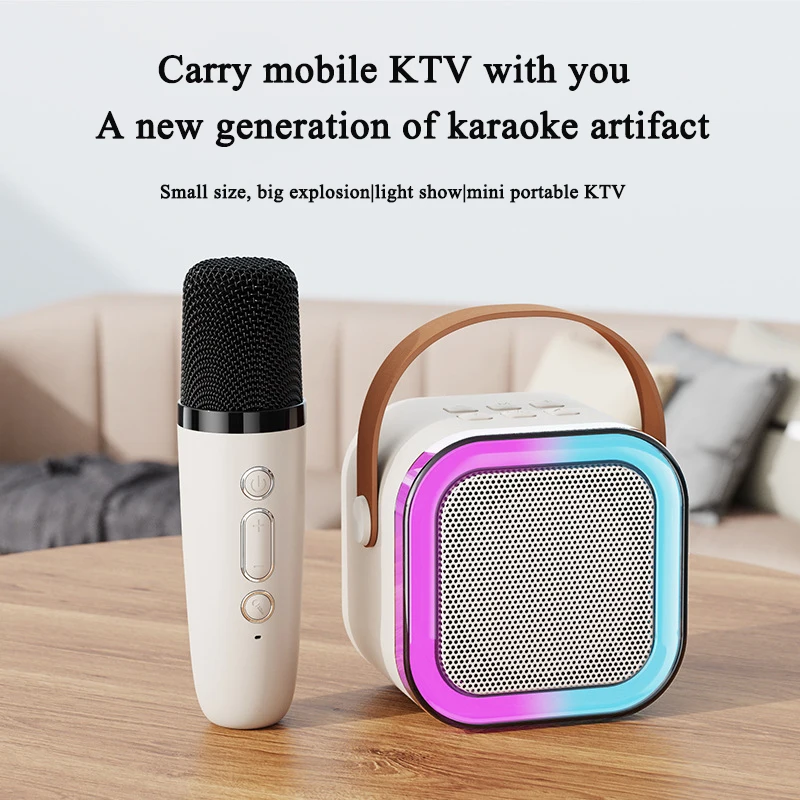 Mini Karaoke Player Portable Bluetooth Speaker with LED