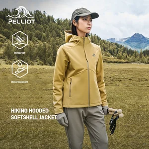 Women's New Outdoor Jackets Wind-Proof Water-Repellent Lightweight Warm High-Elastic Soft Shell Coat Fleece-Lined Hooded Warm