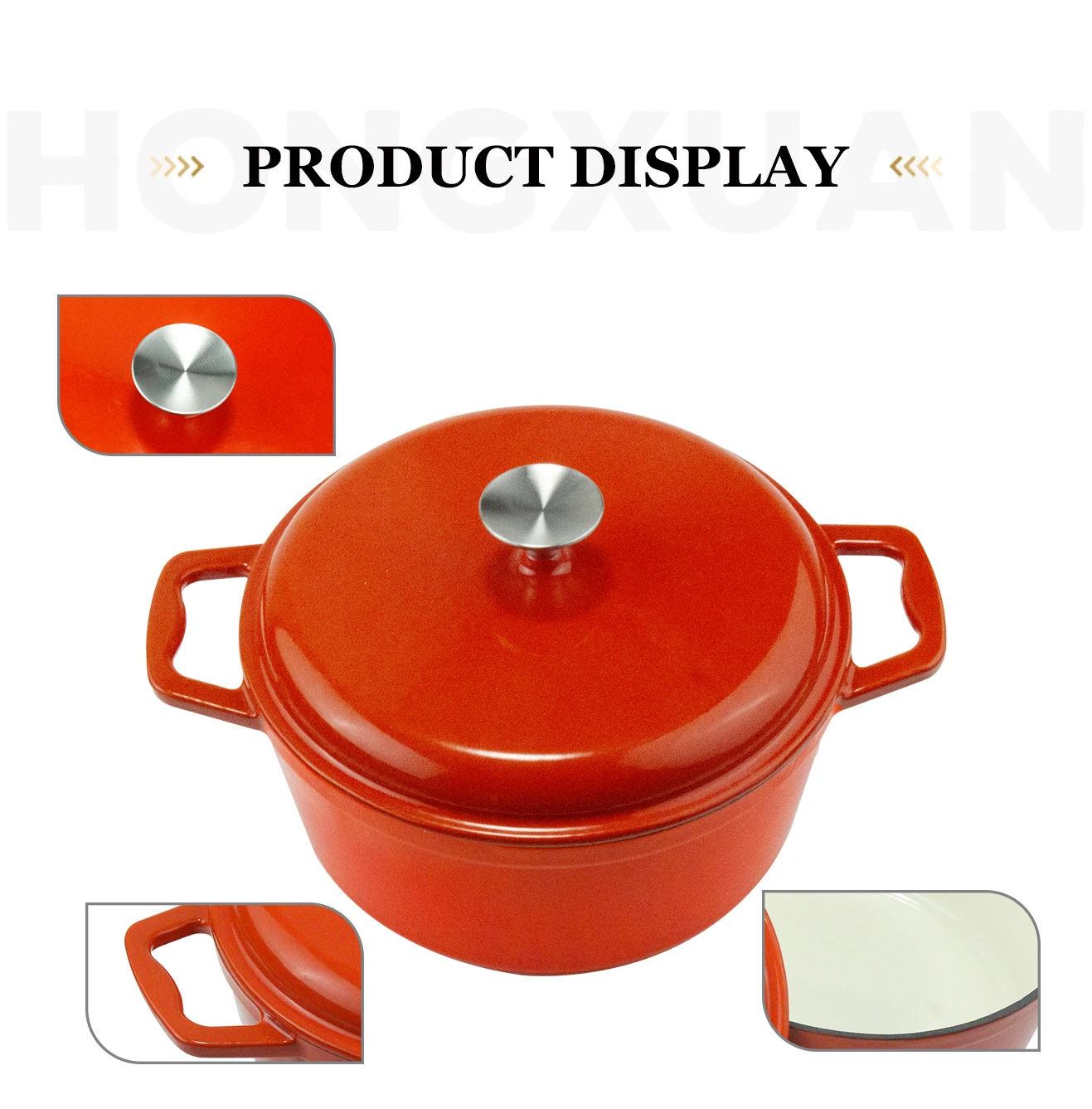 Cast Iron Dutch Oven Pot With Lid,Heavyduty Casserole Dish,Stainless Steel Knob,For Braising