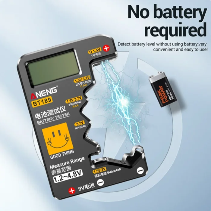 AKIELO Digitale Batterijtester Gemakkelijk Af Te Lezen Lcd Display Geen Batterij Nodig Universele Controle Voor Aa Aaa C D 9 V 1 5 Knoopcel 2641216598